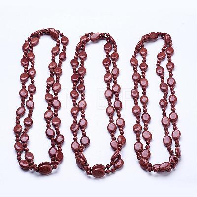 Synthetic Goldstone Multi-strand Necklaces NJEW-G921-04-1