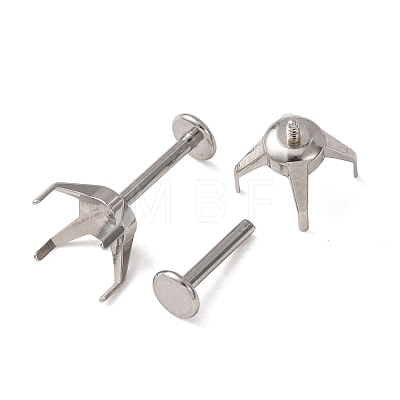 304 Stainless Steel Prong Earring Settings SA-CBA8B85-11E-02-1