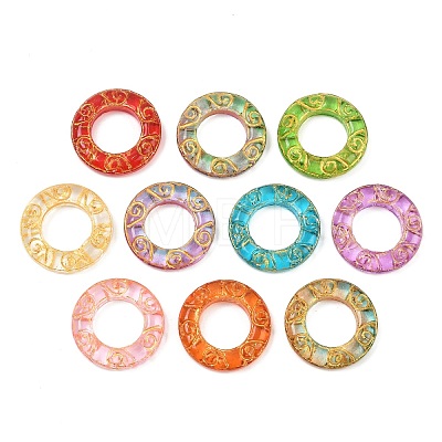 Baking Paint and Golden Metal Enlaced Glass Beads DGLA-T004-13M-1