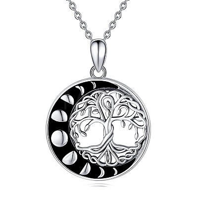 Rhodium Plated Alloy Tree of Life Pendant Necklaces PW-WGD3068-01-1-1