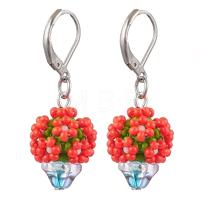 Glass Seed Beads Leverback Earrings EJEW-MZ00324-01-1