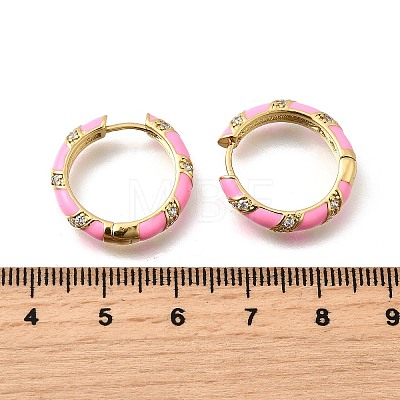 Brass Micro Pave Clear Cubic Zirconia Huggie Hoop Earrings EJEW-H121-22G-05-1