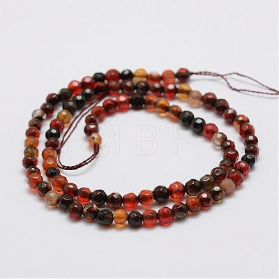 Faceted Natural Agate Beads Strands G-F447-4mm-C02-1