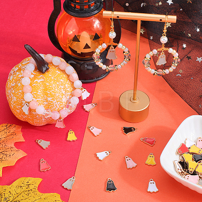 60Pcs 6 Colors Halloween Alloy Enamel Pendants FIND-SC0010-89-1