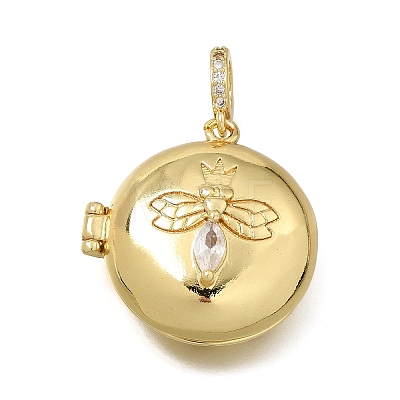 Brass Micro Pave Clear Cubic Zirconia Diffuser Locket Pendants KK-A303-28A-G-1