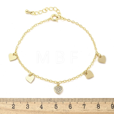 Brass Micro Pave Clear Cubic Zirconia Charm Bracelets for Women BJEW-C083-07G-1