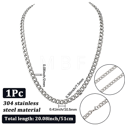 1Pc 304 Stainless Steel Cuban Link Chain Necklaces for Men Women NJEW-SP0001-23B-1