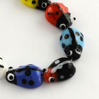 Ladybug Handmade Lampwork Beads Strands X-LAMP-R004-03-1