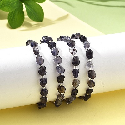 Natural Iolite Beads Bracelets for Women BJEW-H623-02S-18-1