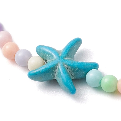 Beach Starfish Synthetic Turquoise Link Bracelets BJEW-JB10238-04-1