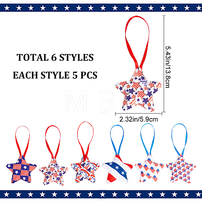 30Pcs 6 Style Independence Day Theme Star Cotton Ornaments DIY-WH0401-15-1