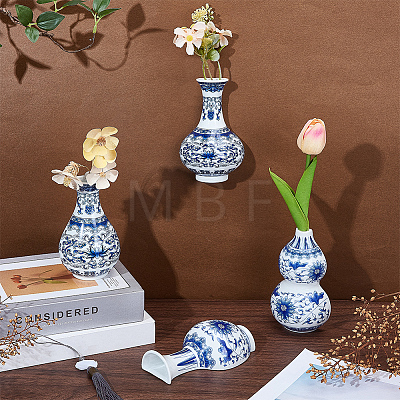 4Pcs 4 Styles Porcelain Artificial Flower Hanging Vase AJEW-OC0005-85A-1