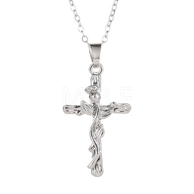 Cross & Leaf Alloy Pendant Necklaces FS-WG2F207-02-1