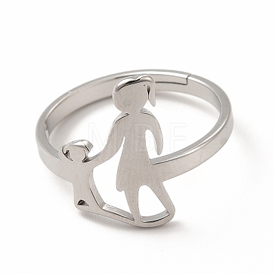 304 Stainless Steel Mother and Daughter Adjustable Ring for Mother's Day RJEW-B027-09P-1