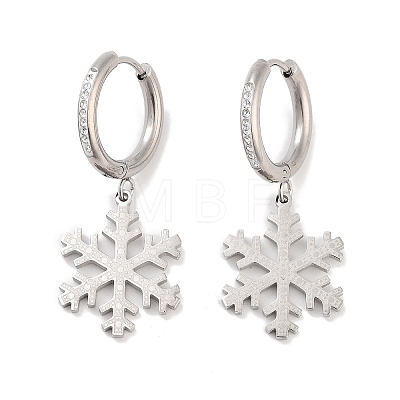 Christmas Snowflake 304 Stainless Steel Dangle Earrings EJEW-L283-090P-1