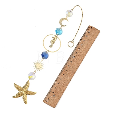 304 Stainless Steel Starfish Sea Horse Hanging Suncatchers HJEW-JM05039-1