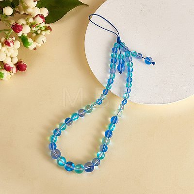 Round Synthetic Moonstone Beaded Mobile Straps HJEW-SW00042-08-1