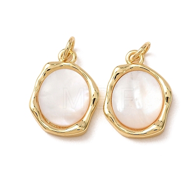 Brass & Natural White Shell Pendants SH-CBA2F11-19A-G-1