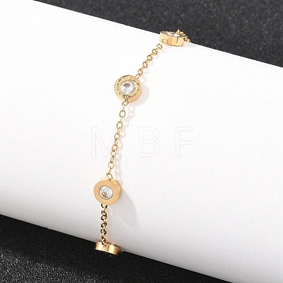 304 Stainless Steel Pave Rhinestone Link Bracelets SA-D001-04B-G-1