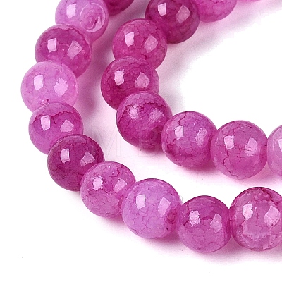Ombre Effect Dyed Crackle Glass Beads Strands GLAA-Q106-01A-B21-1
