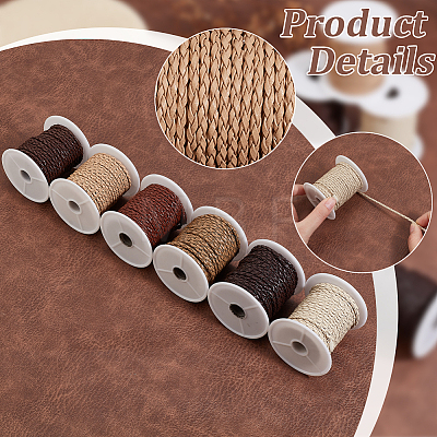   6 Rolls 6 Colors Imitation Leather Braided Cord WL-PH0004-24-1