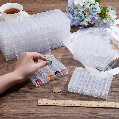 12 Bags Transparent Plastic Empty Sewing Thread Bobbins CON-WA0001-10-1