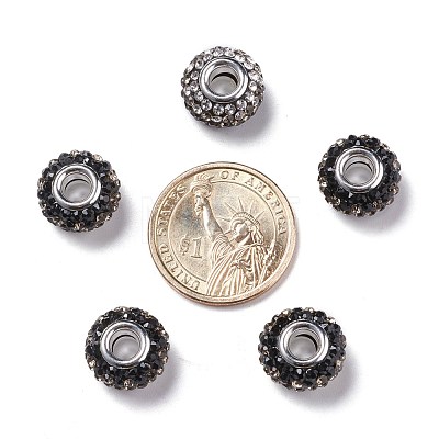 Two Tone Grade A Rhinestone Resin European Beads for Charm Bracelets X-RPDL-RPDL-N007-12-1