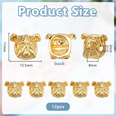 12Pcs Alloy Puppy Beads FIND-OC0014-14G-1
