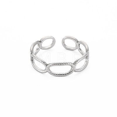 Non-Tarnish 304 Stainless Steel Open Oval Wrap Cuff Ring for Women RJEW-S405-192P-1