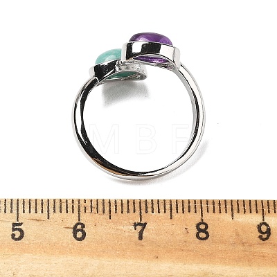 Natural Amethyst & Amazonite Finger Rings X-RJEW-A068-02P-02-1
