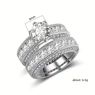 2Pcs Alloy with Crystal Rhinestone Finger Rings for Couple FS-WG6A3A8-01-1