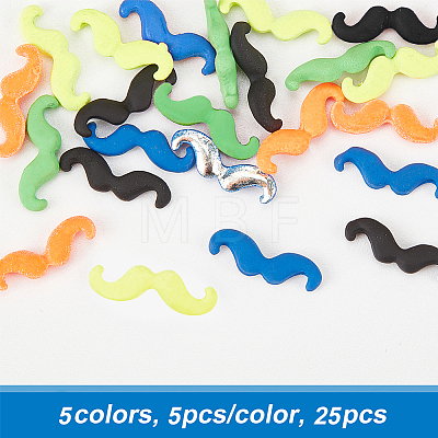 Olycraft 25Pcs 5 Colors Spray Painting Mustache Zinc Alloy Cabochons MRMJ-OC0002-88-1