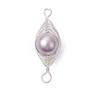 Copper Wire Wrapped Shell Pearl Connector Charms PALLOY-JF03114-1