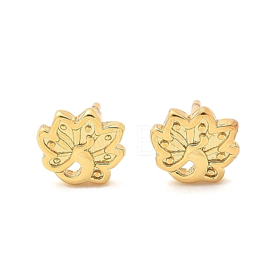 Peacock Brass Stud Earrings EJEW-S252-01G-1