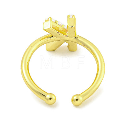 Rack Plating Brass Open Cuff Rings for Women RJEW-F162-01G-K-1