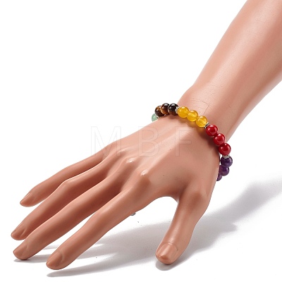 7 Chakra Reiki Yoga Bracelet for Girl Women BJEW-TA00020-1