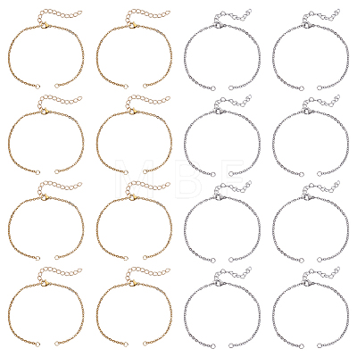 32Pcs 2 Colors 304 Stainless Steel Cable Chain Bracelet Making MAK-ME0001-11-1