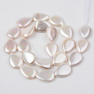 Electroplate Natural Freshwater Shell Beads Strands X-SHEL-R049-026B-1