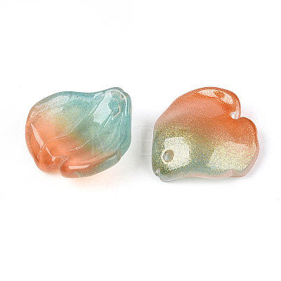 Transparent Glass Petal Pendants GLAA-T030-05B-1