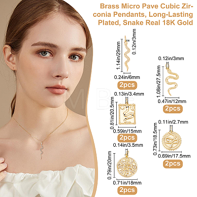 Brass Micro Pave Clear Cubic Zirconia Charms ZIRC-BBC0001-02-1