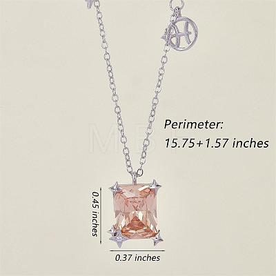 925 Sterling Silver Zircon Pendant Necklace 12 Constellation Pendant Necklace Jewelry Anniversary Birthday Gifts for Women Men JN1088J-1