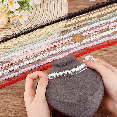 32 Yards 8 Colors Nylon Crown Elastic Lace Ribbon OCOR-GO0001-25-1