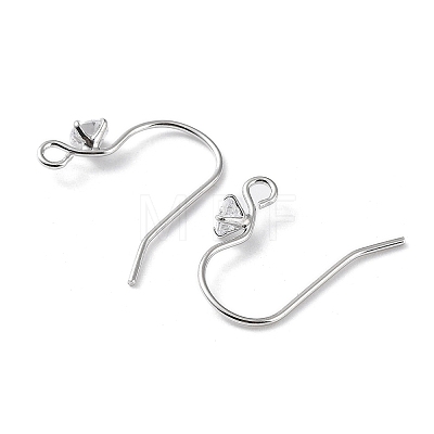 Rhodium Plated 925 Sterling Silver with Clear Cubic Zirconia Earring Hooks STER-G036-16P-1