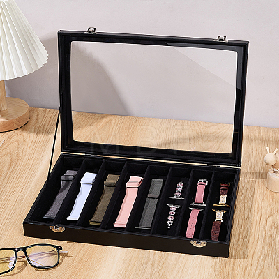 8 Grids PU Leather Jewelry Watch Band Organizer Display Boxes CON-WH0107-80-1