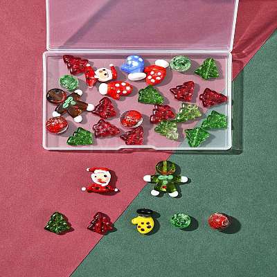 Christmas Theme Handmade Lampwork with Transparent Glass Bead Set DIY-FS0006-97-1
