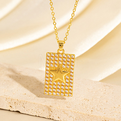 Brass Micro Pave Clear Cubic Zirconia Dog Tag Pendant Necklaces WG1450D-01-1