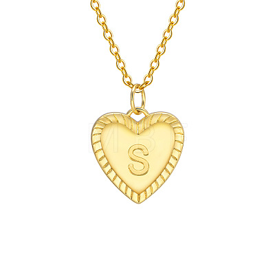 Golden Tone Brass Cable Chain Letter Heart Pendant Necklaces for Women PW-WG67FD6-19-1