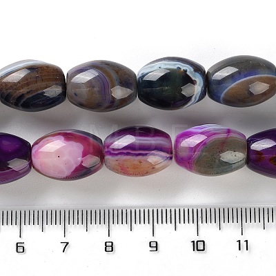 Natural Banded Agate (Dyed & Heated) Beads Strands G-M446-D01-01F-1