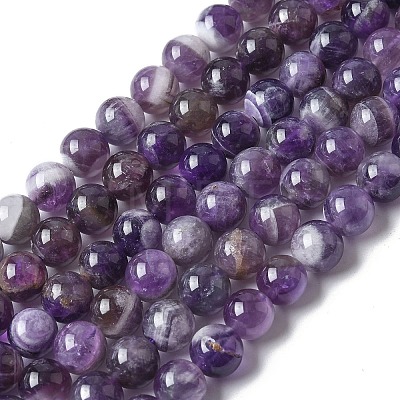 Natural Amethyst Beads Strands G-M445-8MM-01E-1