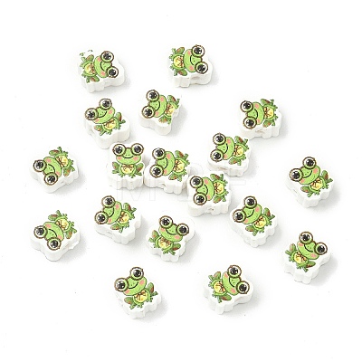 Printed Handmade Polymer Clay Beads CLAY-I016-02-1